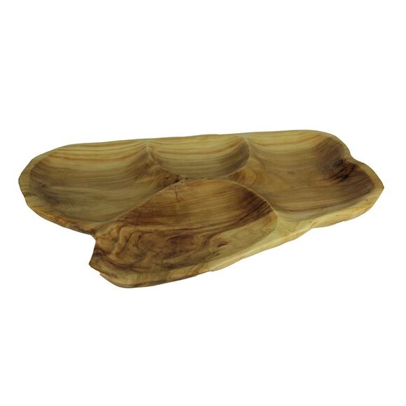 Natural Fir Tree Root 4-Section Snack Serving Tray - Picture 1 of 3